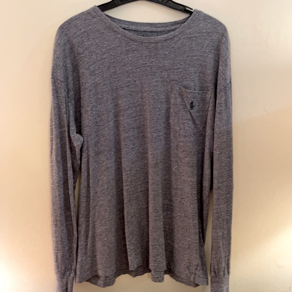 Ralph Lauren Polo men’s LS tee. Crewneck. Cotton. Size M. Preppy. Front pocket